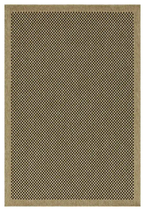 Earth - 5'3" X 7'3" Indoor, Outdoor Area Rug, Polypropylene - Jute / Black