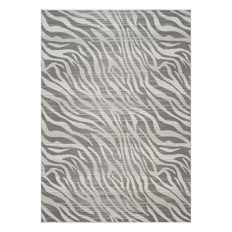 Geometrix - 5'3" X 7'3" Area Rug Geometric & 3D Effect - Ivory / Gray
