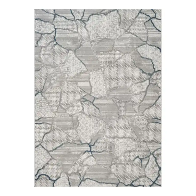 Geometrix - 5'3" X 7'3" Area Rug, Geometric 3D Effect - Gray / Ivory