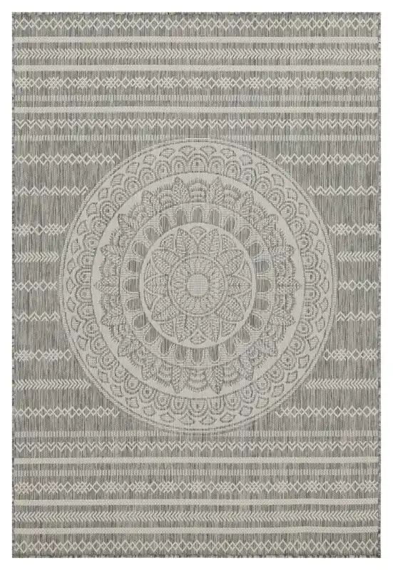 Sunshine - 5'3" X 7'3" Indoor, Outdoor Area Rug - Silver - Polypropylene