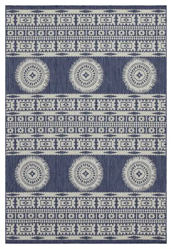 Sunshine - 5'3" X 7'3" Indoor, Outdoor Area Polypropylene Rug - Blue