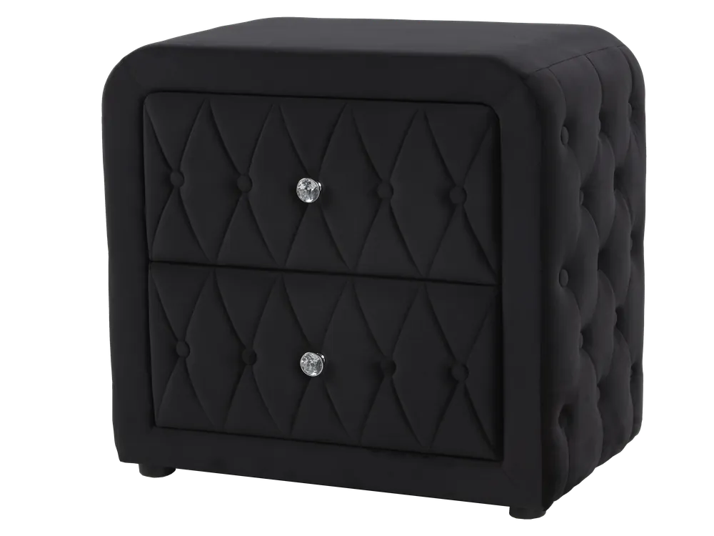 Black Velvet 2-Drawer Nightstand