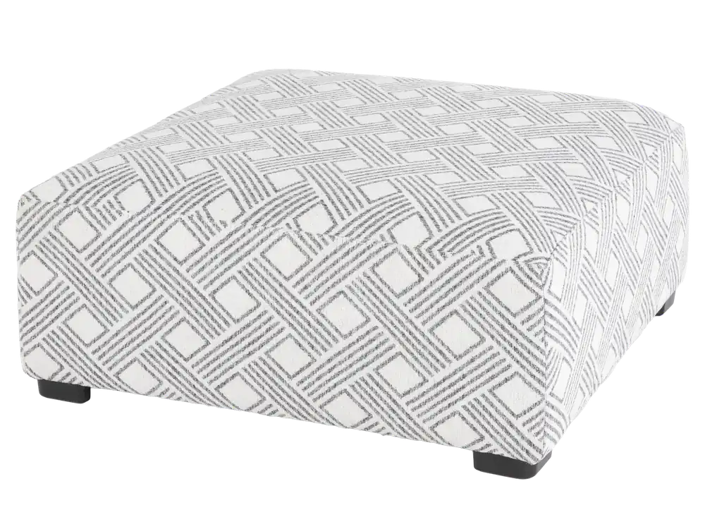 Gray Geometric Cocktail Ottoman - Sara Collections