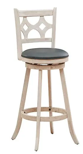 29" Antique White Swivel Bar Stool with Lattice Back - Mollai Collections