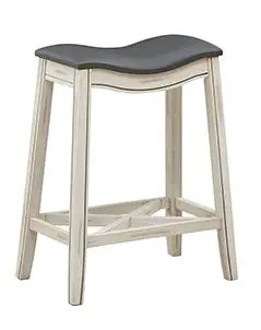 24" Antique White Saddle Counter Stool with Black Seat - Mollai Collections