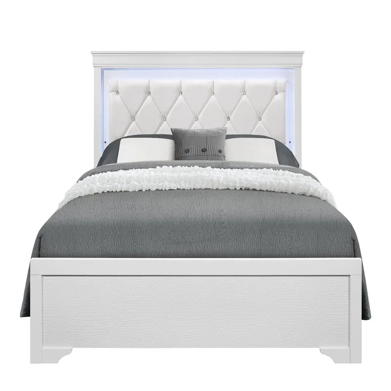 Shaker - Bed With LED Lighting And Crystal Inspired Tufted Headboard