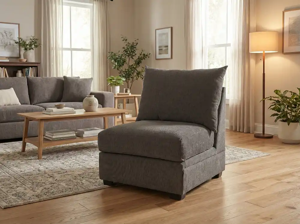Armless Chair – Dark Grey Sectional Extension Seat - Mollai Collections