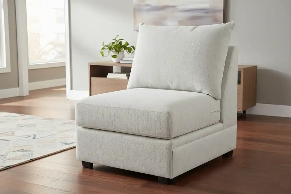 Armless Chair – Ivory Sectional Extension Seat - Sara Collections