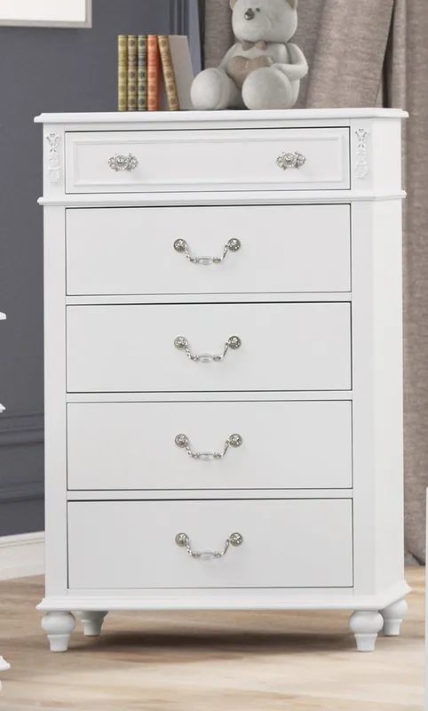 White Glam Chest with Wooden Top - Mollai Collections
