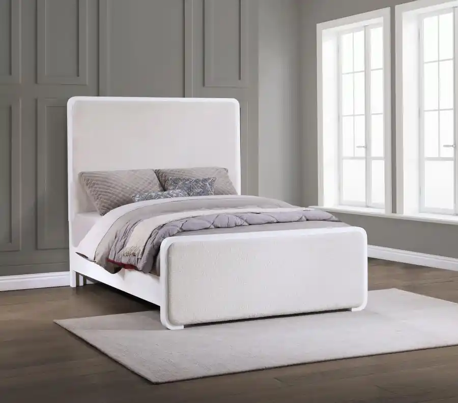 Anastasia Upholstered Panel Bed Pearl White - Coaster Furniture