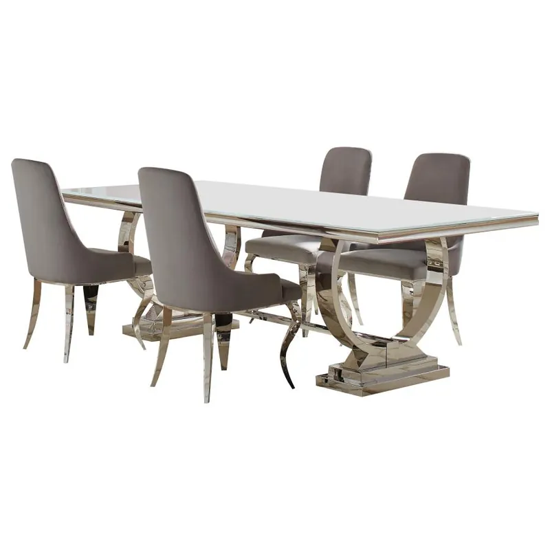 Antoine Rectangular Glass Top Dining Table Set Grey - Coaster Furniture