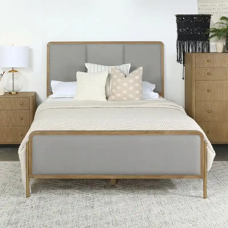 Arini Upholstered Panel Bed Sand Wash and Grey - Coaster Furniture