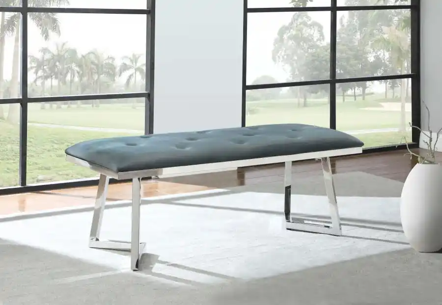 Beaufort Velvet Upholstered Dining Bench Steel Grey - Coaster Furniture