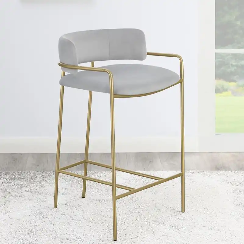 Comstock Upholstered Low Back Stool Grey and Gold - Coaster Furniture
