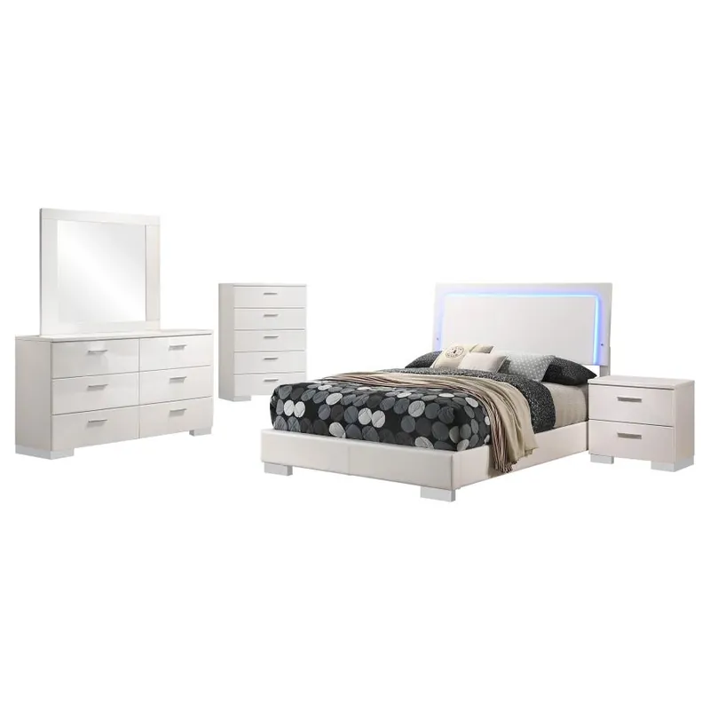 Felicity Bedroom Set White High Gloss - Coaster Furniture