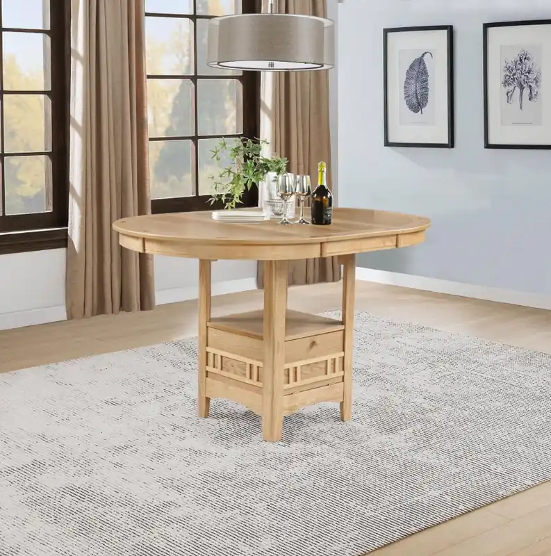Lavon Oval 60-inch Counter Height Extension Dining Table Light Oak