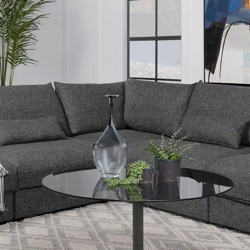 Sasha Upholstered Corner / LAF / RAF Chair Barely Black - Coaster Furniture