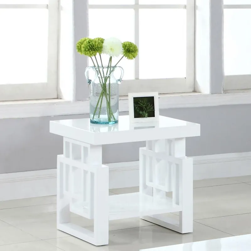 Schmitt Rectangular Side End Table White High Gloss - Coaster Furniture