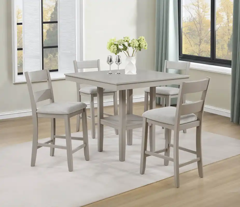 Lester 5-Pk Counter Height Dining Set Greige