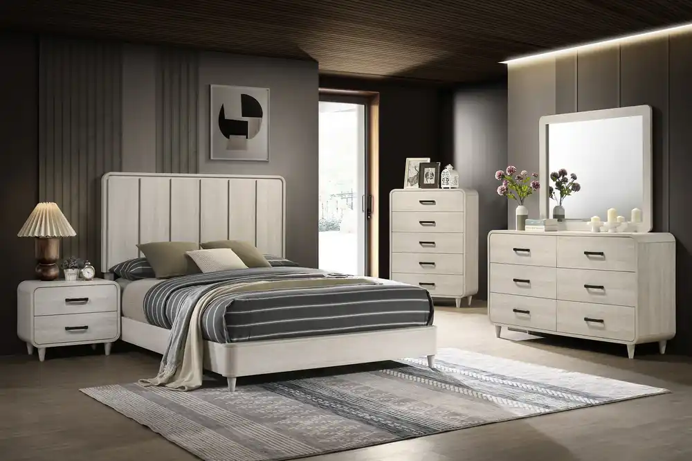 Nyomi Panel Bed White - Crown Mark