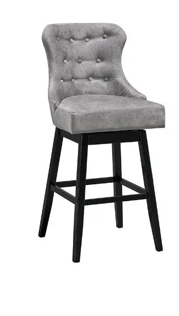 30" Swivel Upholstered Bar Stool with Tufted Back & Black Wood Base - Mollai Collections
