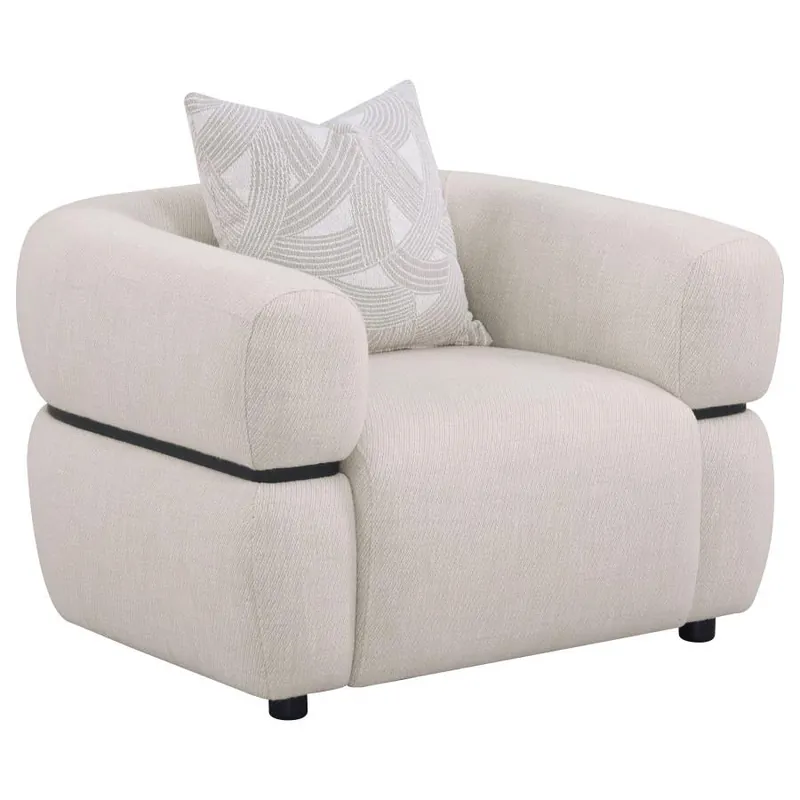 Jeanette - Fabric Upholstered Round Arm Accent Chair - Beige