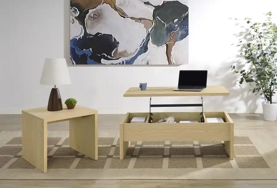 Canoga - Lift Top Cocktail Coffee Table Set - Light Oak