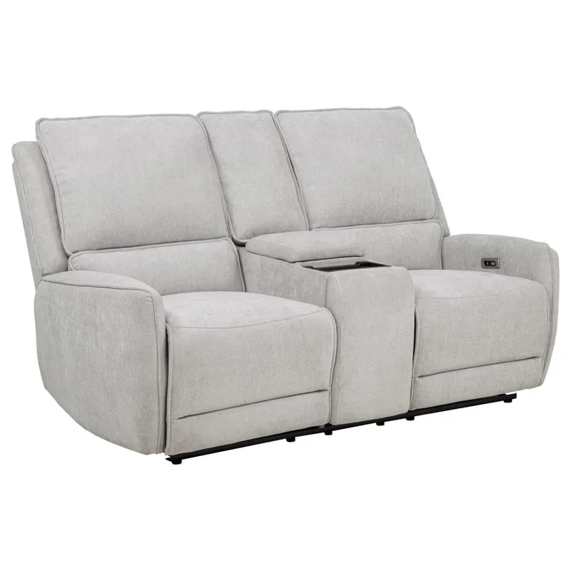 Sylmar - Chenille Upholstered Power Reclining Loveseat - Dove Gray