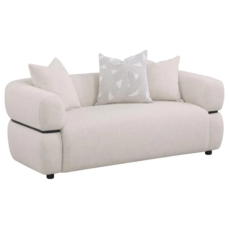 Jeanette - 73" Fabric Upholstered Round Arm Loveseat - Beige