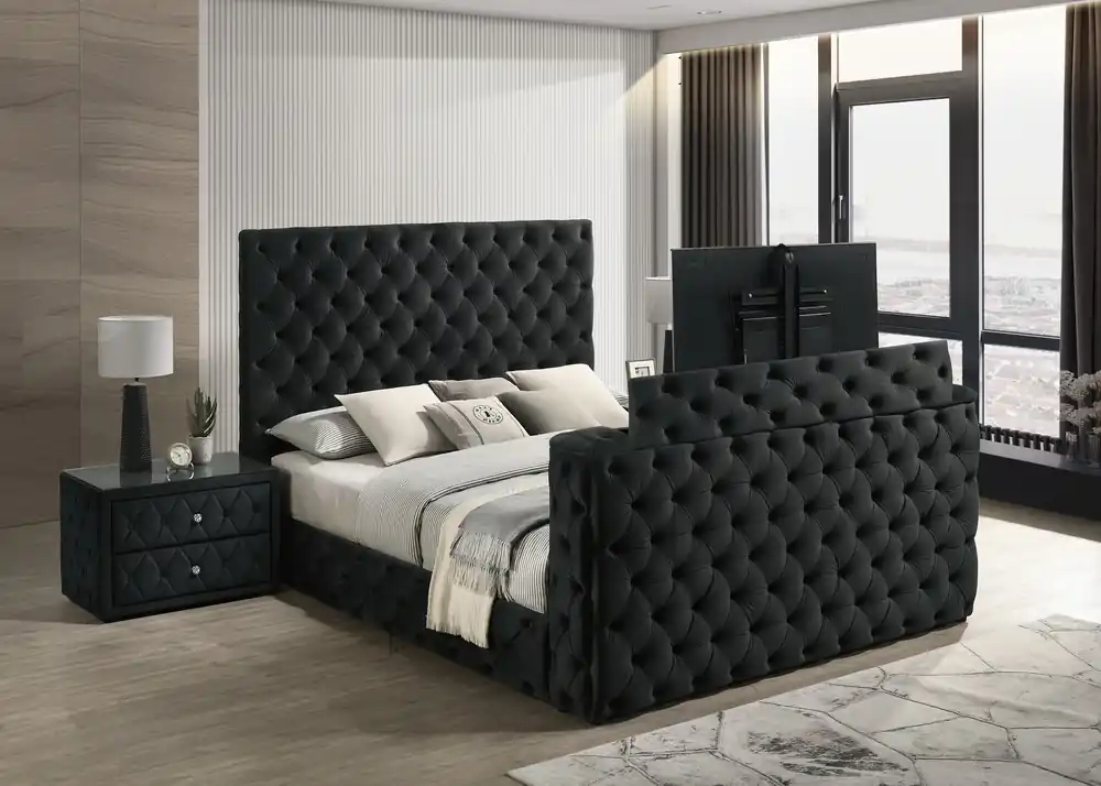 Josephine - Queen Bed With TV Lift - Black