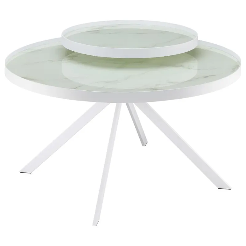 Briggs - Round Marble Printed Glass Top Coffee Table