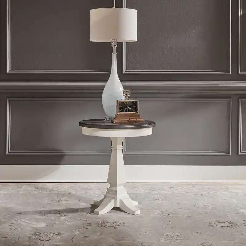 Allyson Park Chair Side Table in Wirebrushed White - Liberty