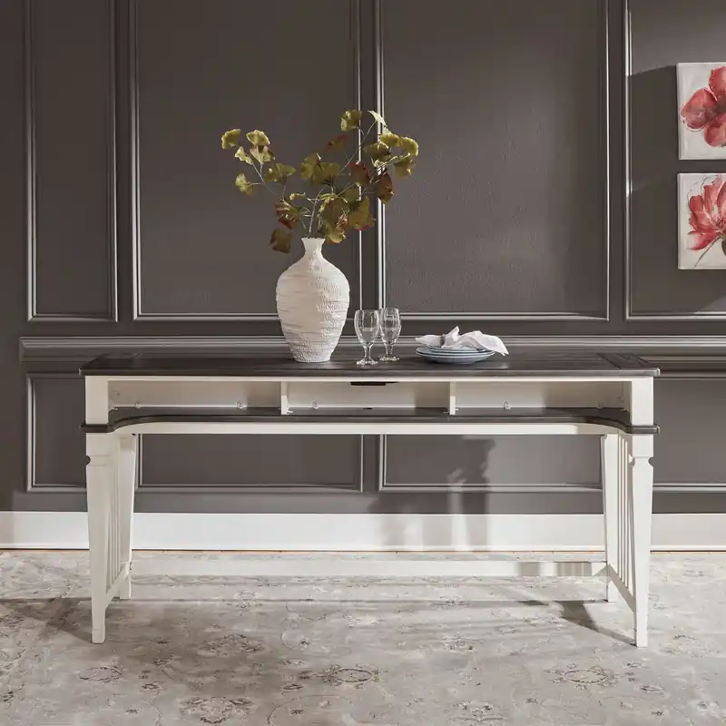 Allyson Park Console Bar Table in Wirebrushed White - Liberty