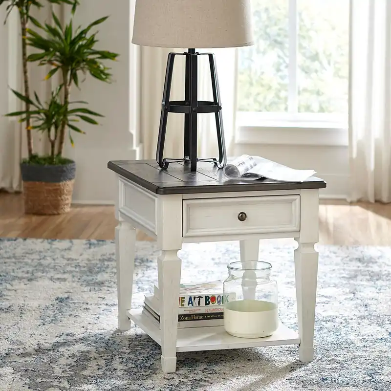 Allyson Park Drawer End Table in Wirebrushed White - Liberty