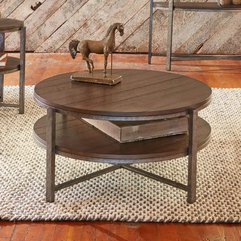 Breckinridge Round Cocktail Table in Mahogany - Liberty