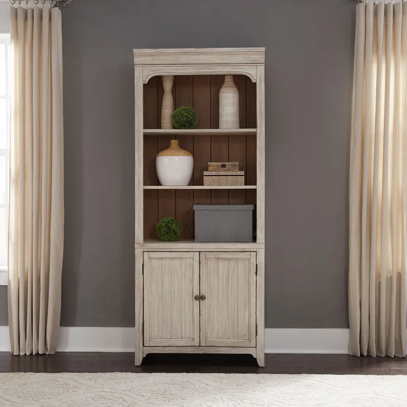 Farmhouse Reimagined Bookcase in Antique White - Liberty