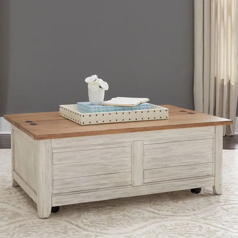 Farmhouse Reimagined Storage Trunk in Antique White - Liberty