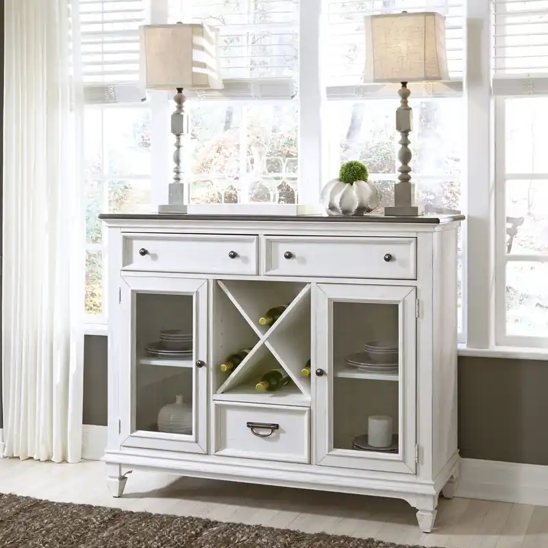 Allyson Park Buffet in White with Charcoal - Liberty