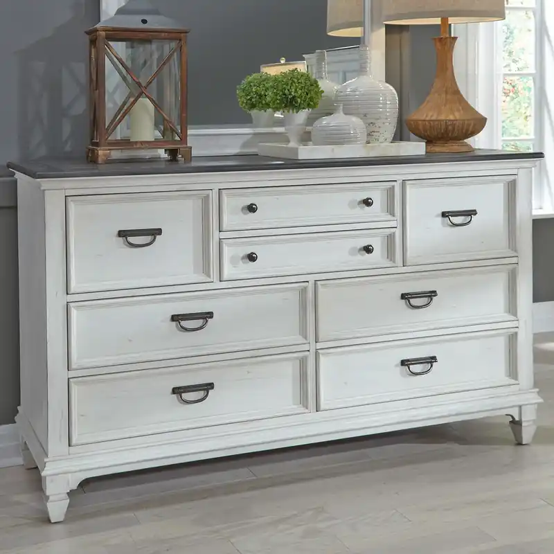 Allyson Park Drawer Dresser in Wirebrushed White - Liberty