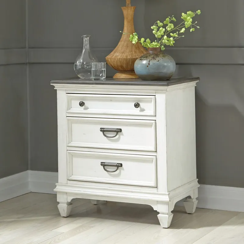 Allyson Park Nightstand in Wirebrushed White - Liberty