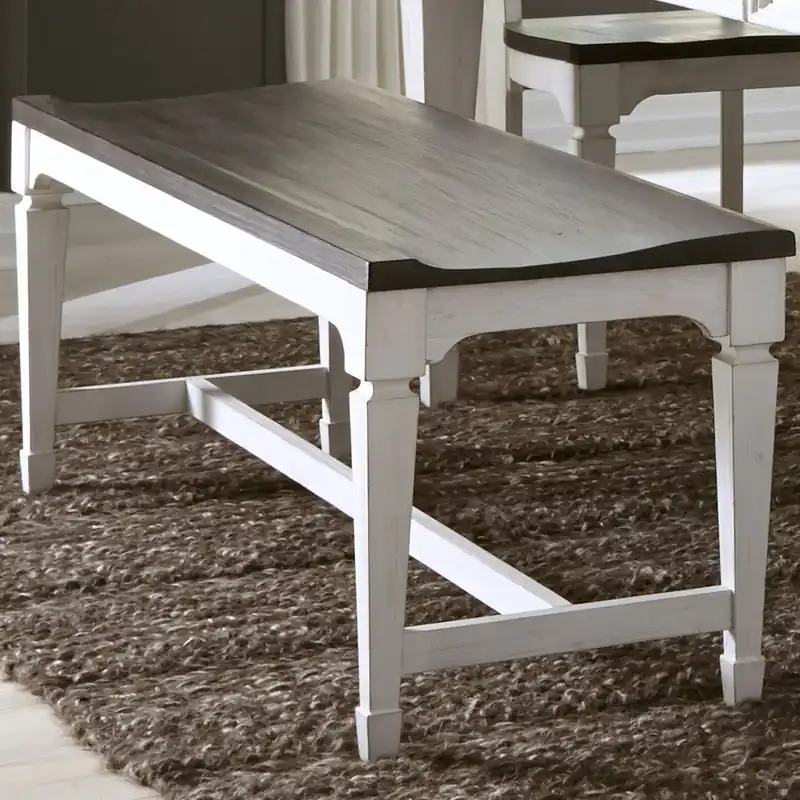 Allyson Park Wood Seat Bench in Wirebrushed White - Liberty