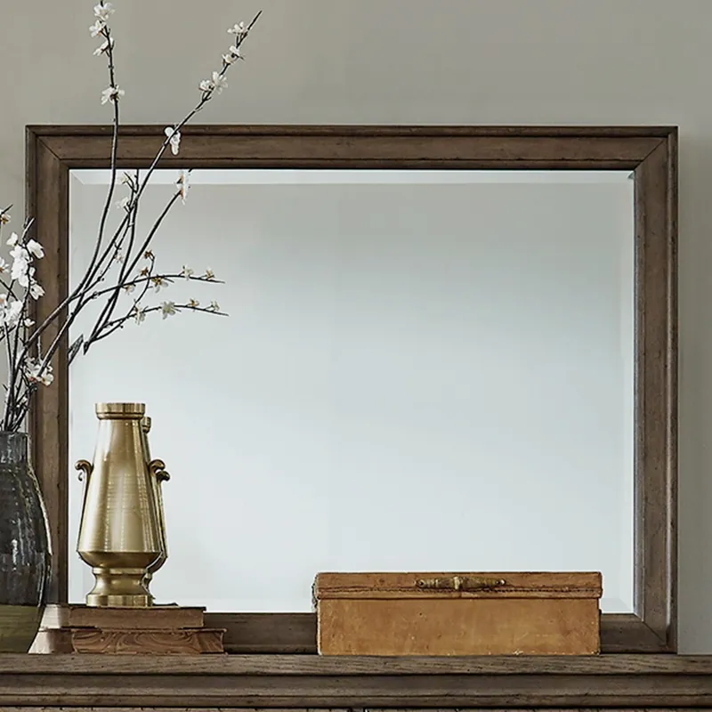 Americana Farmhouse Landscape Mirror in Dusty Taupe and Black - Liberty