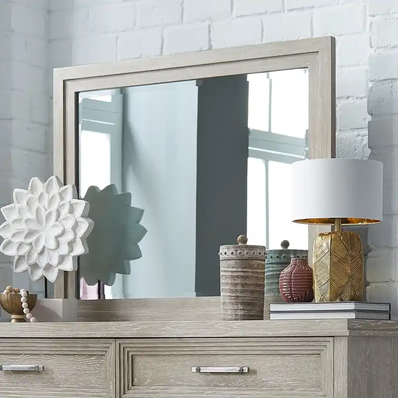 Belmar Mirror in Washed Taupe and Silver Champagne - Liberty