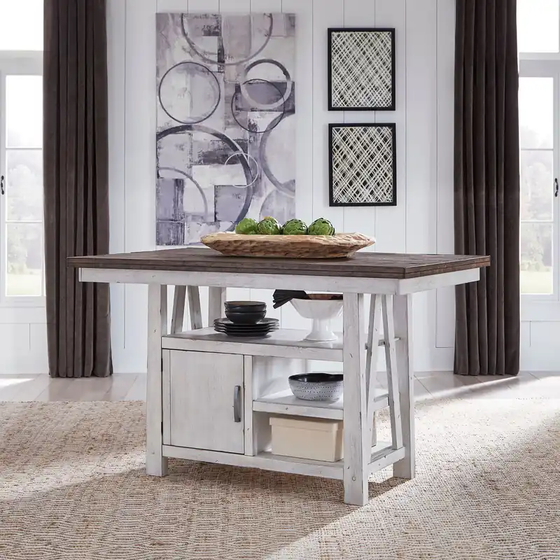 Farmhouse Gathering Table in White/Oak - Liberty