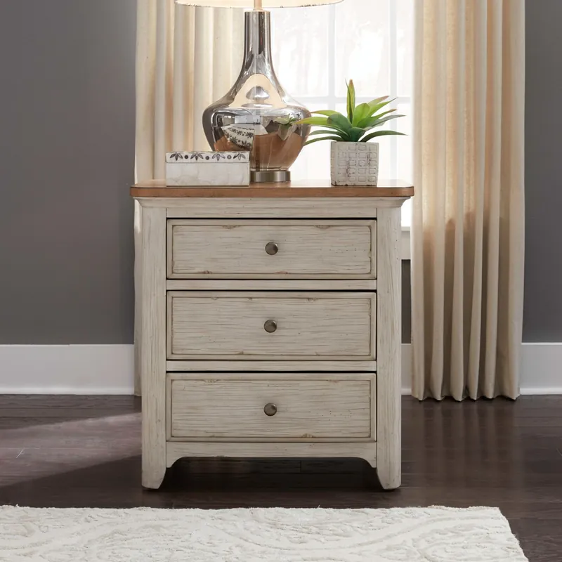 Farmhouse Reimagined Drawer Nightstand in Antique White - Liberty