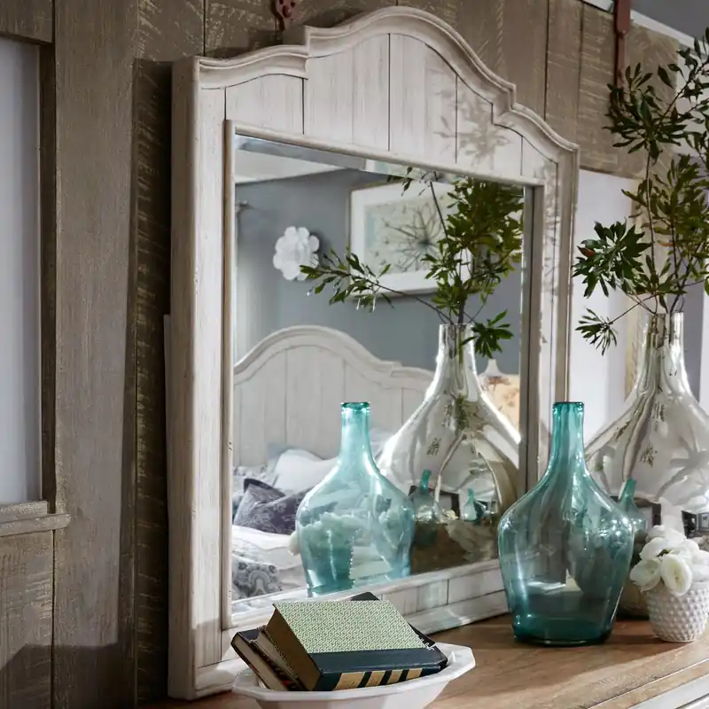 Farmhouse Reimagined Mirror in Antique White - Liberty