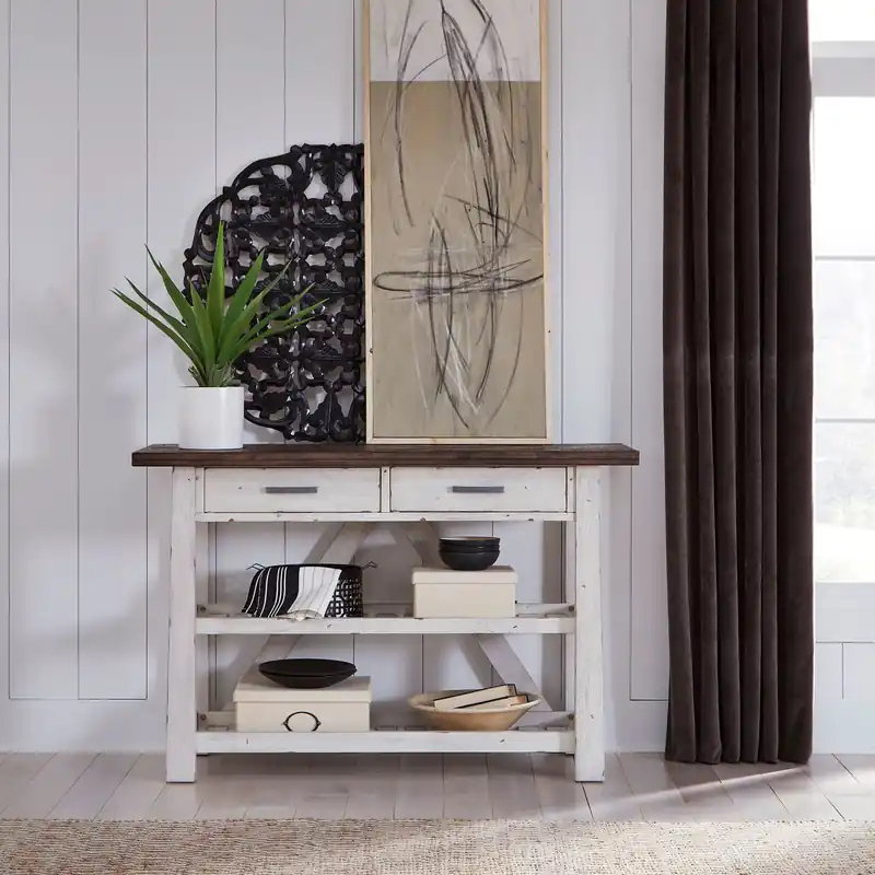 Farmhouse Server in White/Oak - Liberty