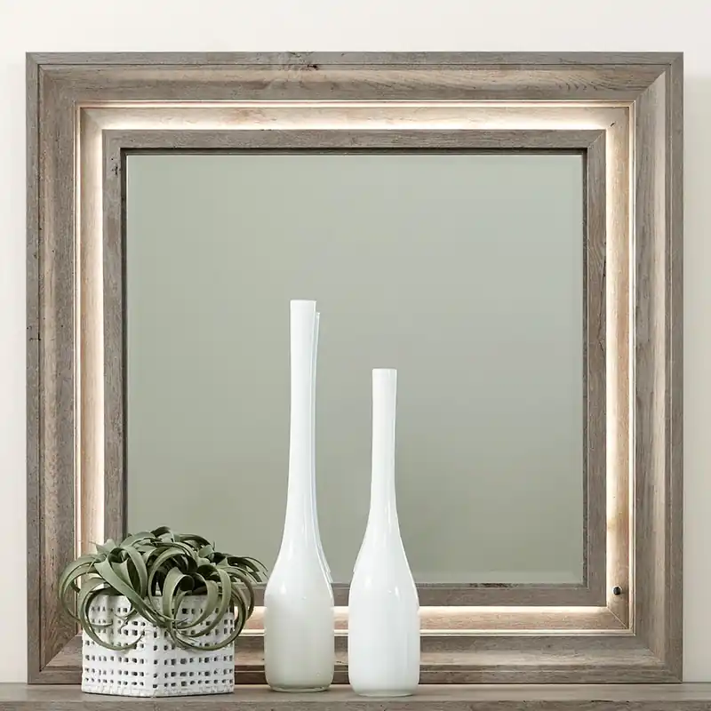 Horizons Lighted Mirror in Graystone - Liberty