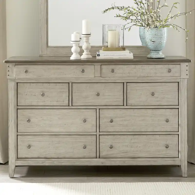 Ivy Hollow 9 Drawer Dresser in Weathered Linen - Liberty