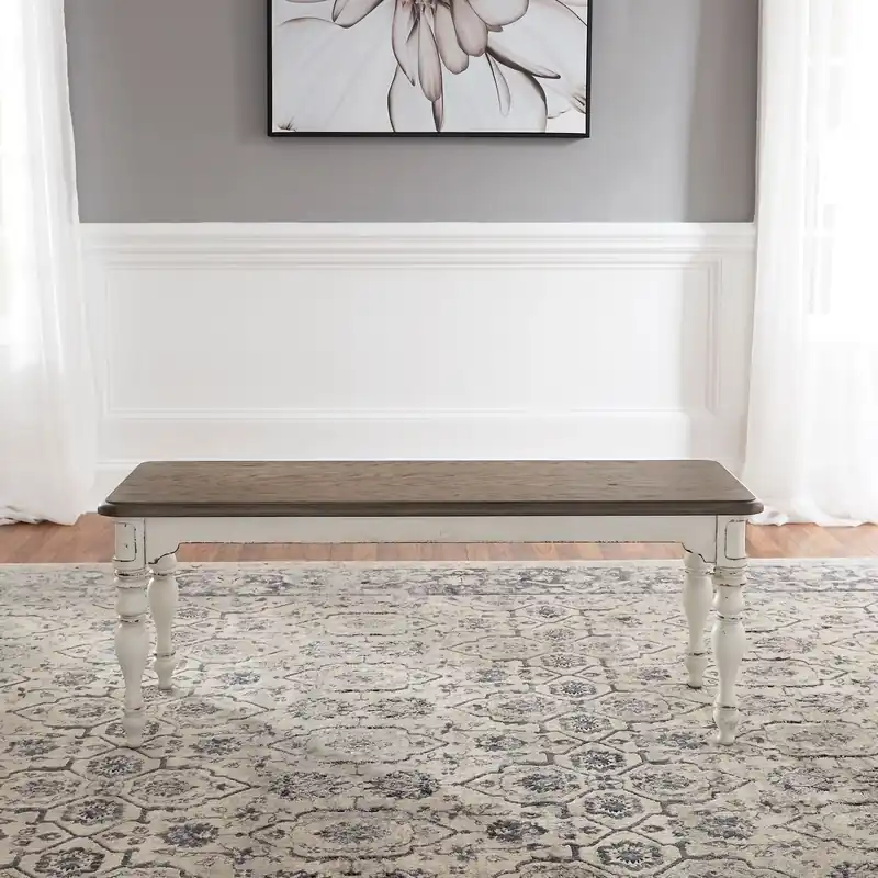 Magnolia Manor Dining Bench (RTA) in Antique White - Liberty